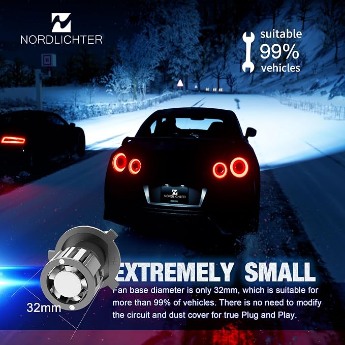 H4 Bulbs, 600% Brightness H4 9003 Fog Light 6500K Xenon White Extremely Super Bright Plug & Play with Cooling Fan (Pack of 2)