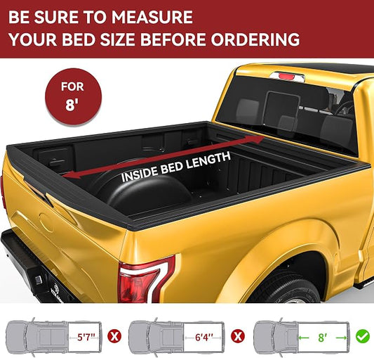 YITAMOTOR Soft Roll Up Truck Bed Tonneau Cover Compatible with 2002-2023 Dodge Ram 1500, Fit for 2003-2026 Dodge Ram 2500 3500, Fleetside 8 ft Bed w/o Rambox