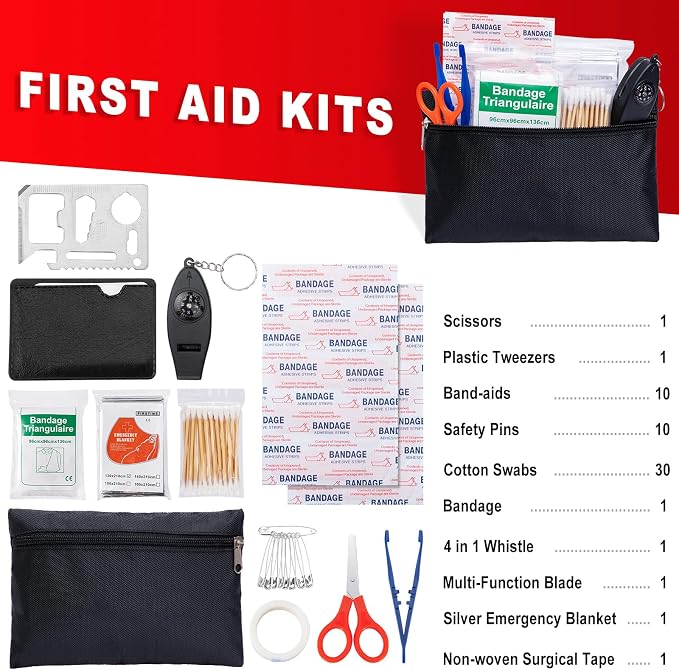 Car Roadside Emergency Kit - Car Emergency Kit with Jumper Cables, Tow Rope, Folding Shovel, Safety Hammer, Reflective Warning Triangle, Car Safety Kits for Men, Women, Teenagers