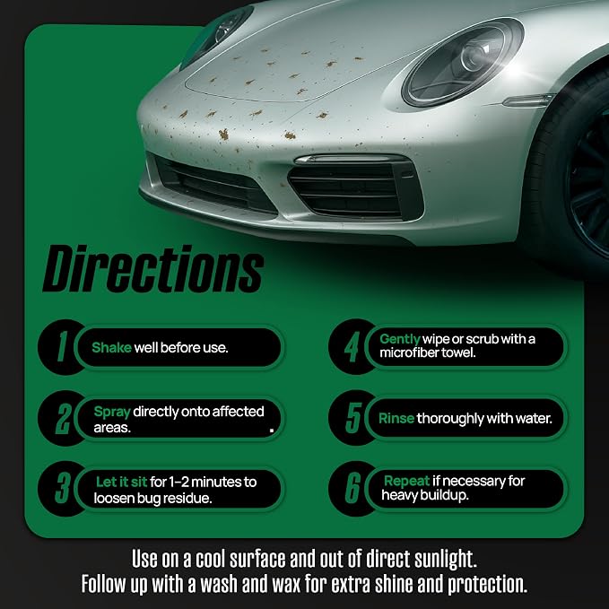Magic Finish Car Bug Remover Spray (16 fl oz) – Fast-Acting Spray for Road Grime and Organic Residue – Car Cleaning Supplies for Paint, Glass, Plastic & Chrome