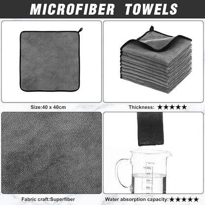 Tallew 40 Pcs Gray Microfiber Towels: 16"x16" Microfiber Drying Towels Bulk Micro Fiber Car Cleaning Cloth for Cars Drying Washing Polishing Cleaning Household Supplies