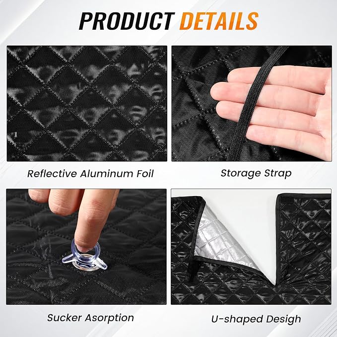 Windshield Sun Shade Car Sun Shade, Folding Car Shades for Front Windows, Blocks UV Rays Sun Visor Protector for Truck SUV Van, Keeps Vehicle Cool - Silver (55" x 29.5")