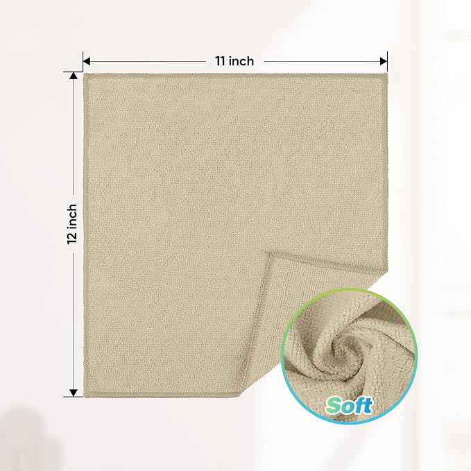 HOMEXCEL Brown Microfiber Cleaning Cloth, 24 Pack Absorbent Cleaning Rags, Lint-Free, Streak-Free Cleaning Towels for Car Kitchen House, 12"X11"