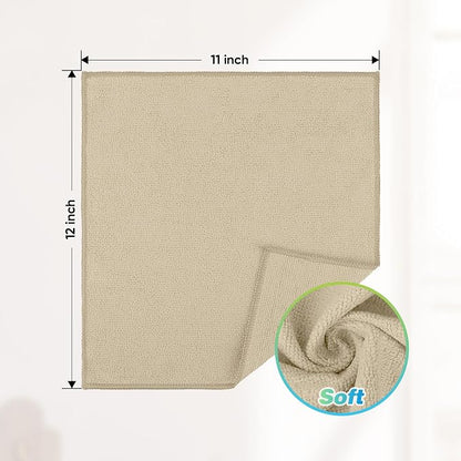 HOMEXCEL Brown Microfiber Cleaning Cloth, 24 Pack Absorbent Cleaning Rags, Lint-Free, Streak-Free Cleaning Towels for Car Kitchen House, 12"X11"