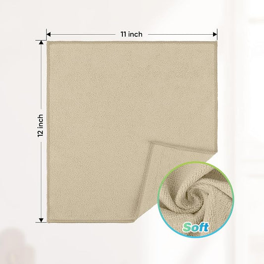 HOMEXCEL Brown Microfiber Cleaning Cloth, 24 Pack Absorbent Cleaning Rags, Lint-Free, Streak-Free Cleaning Towels for Car Kitchen House, 12"X11"