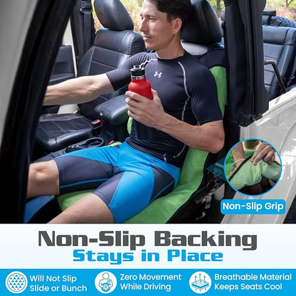 HAPPEGEAR Happeseat Waterproof Car Seat Cover & Protector – Universal Fit Car Seat Towel Cover – Non-Slip Backing, Easy Install & Storage, Machine Washable, Fits Front & Back, Green