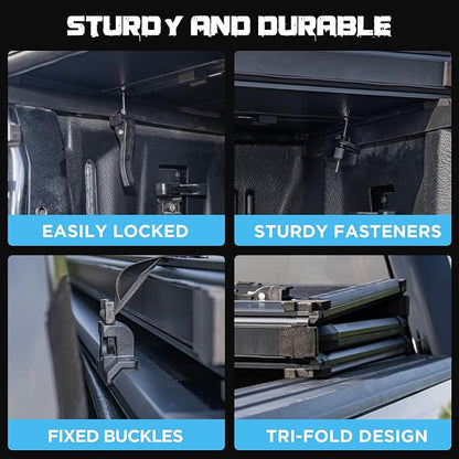 Hard Folding Truck Bed Tonneau Cover Compatiable with Dodge Ram 1500 Classic&New(2009-2026) 5.7 FT Short Box w/o Rambox, Tri Fold Style