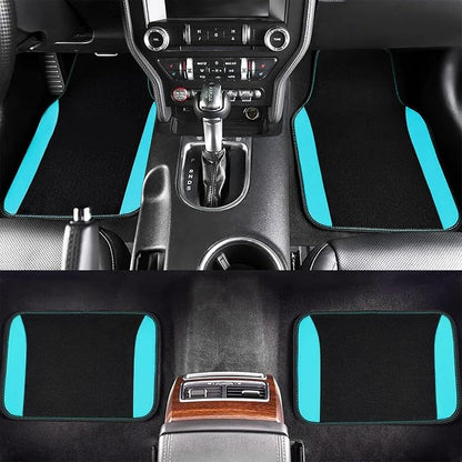 Flying Banner Car Seat Covers Front Seats Rear Bench Polyester car seat Protectors Easy installations Rear Bench Split Classic man Lady Truck (Full Set - Low Back - Combo Pack, Black Mint Blue)