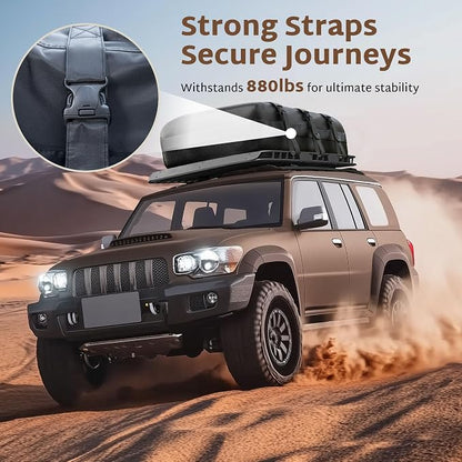 iBirdie Roof Rack Cargo Carrier 22.6 Cubic Feet, Soft-Shell Rooftop Cargo Box, Waterproof Heavy Duty 1200D for Car with/Without Roof Rack, Includes Anti-Slip Mat, Door Hooks, 46x34x25 inches