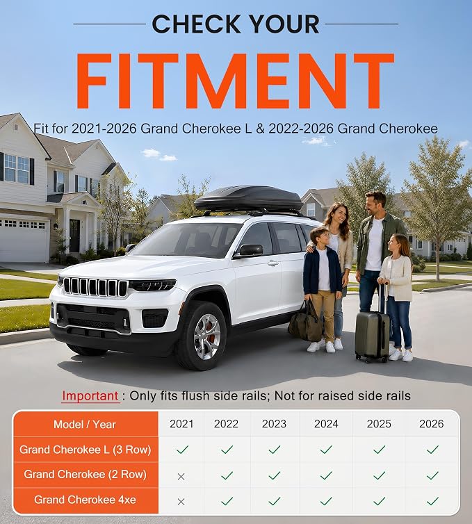 330 LBS Lockable Roof Rack Cross Bars Fit for Jeep Grand Cherokee L 2021-2026 & Grand Cherokee WL 2022-2025 2026, Aluminum Crossbars, Rooftop Luggage Cargo Carrier Accessories for Kayak Bike
