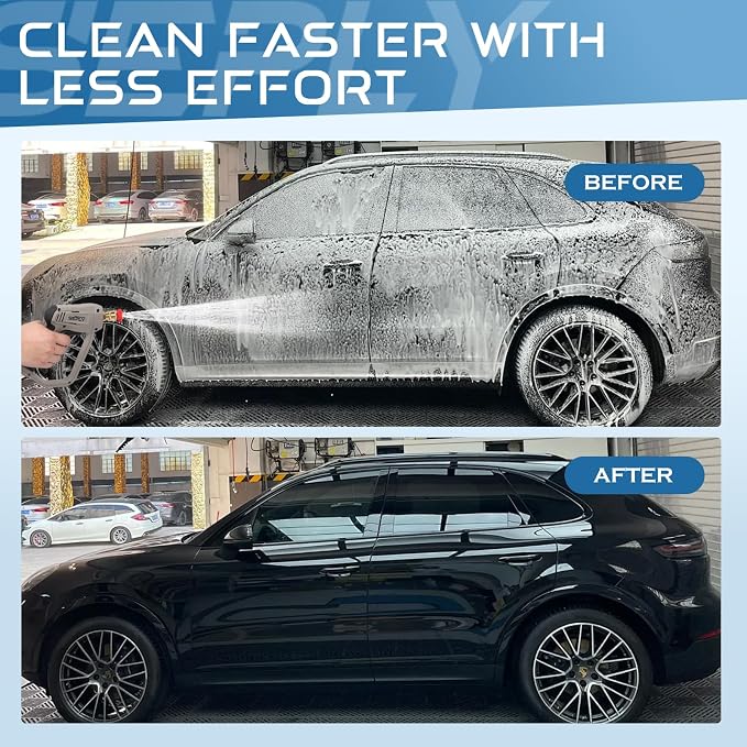 Pressure Washer Short Gun 5000 PSI with 5 Nozzle Tips, M22-14mm Fittings, Heavy Duty Power Washer Spray Gun with Ergonomic Handle for Car Wash, Detailing, and Cleaning