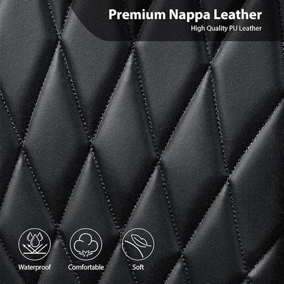 CAR PASS Nappa Leather Rav4 Front Seat Covers Custom Fit for Toyota Rav4 2019-2024, Camry 2018-2024, Corolla 2020-2025, Luxury Premium Anti-Slip Waterproof 2 Pack Seat Cover, Airbag Compatible Black