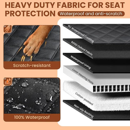 A-Pce Dog Car Seat Cover for Back Seat, Hard Bottom Back Seat Extender for Dogs, Back Seat Pet Cover for Dogs - Supports 400lbs, Waterproof Heavy Duty Scratch Dog Hammock for Car SUV and Small Truck