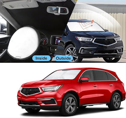 TINGLU Sun Shade for Acura MDX 2014-2020 Accessories Windshield Sun Shade Window Shade UV Rays Protection Sun Visor Cover with Steering Wheel Sunshade Storage Bag