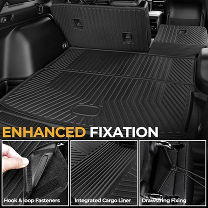 Floor Mats Set for 2022-2025 2026 Jeep Grand Cherokee Accessories, Full Coverage All Weather Floor Mats Cargo Mat with Backrest Protectors & Door Sill Guards (Include 4xe Not for L or WK)