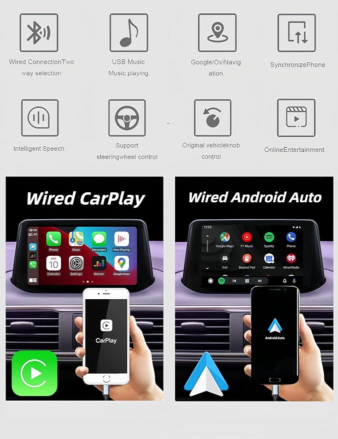 Carplay Retrofit Kit Compatible with Mazda 2/3/6/CX3/CX5/CX9/MX5 2014-2021, Wired Carplay Adaptor Fits for Carplay & Android Auto, TK78-66-9U0C Media Hub Connect System