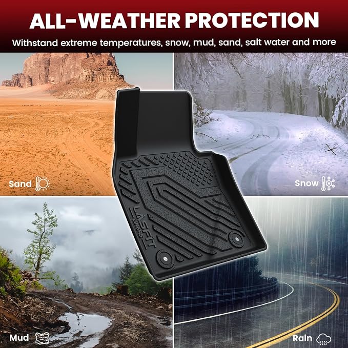LASFIT Floor Mats & Trunk Mat for Mazda CX30 2020-2026 All Weather TPE Custom Fit 2026 2025 2024 2023 2022 2021 2020 Floor Liners Car Mats Accessories, 1st & 2nd Row & Cargo Mats, Black