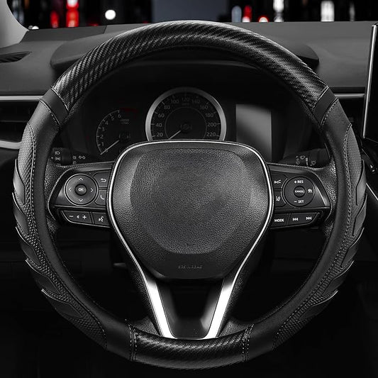 West Llama Truck Steering Wheel Cover for Ford F-150 F-250 F-350 Expedition Ram 1500 2500 3500 Tacoma Tundra, Anti-Slip Grip, 15.5-16 Inch Large Car Steering Wheel Cover (Large Size-Black)