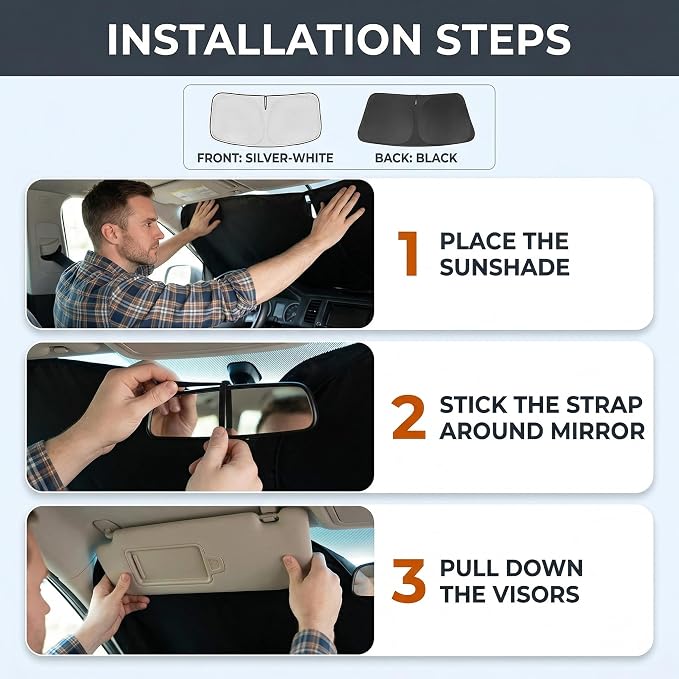Car Sun Shade for 2012-2017 Toyota Camry Accessories Windshield Sunshade Cover Front Window Shade Custom Fit Camry Sun Visor Protector Foldable Blocks UV Rays
