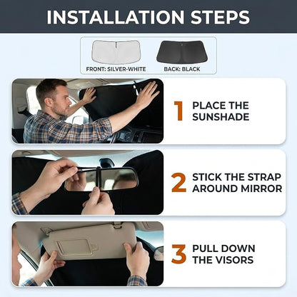 Car Sun Shade for 2012-2017 Toyota Camry Accessories Windshield Sunshade Cover Front Window Shade Custom Fit Camry Sun Visor Protector Foldable Blocks UV Rays