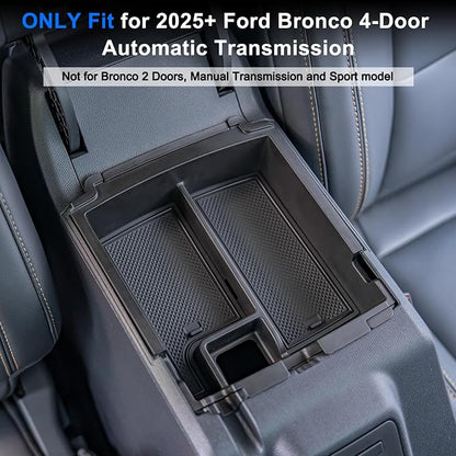 TOPINSTALL Double-Layer Tray Compatible with 2025 2026 Ford Bronco 4 Doors Automatic Transmission ONLY, Full Size Bronco 2PCS Console Organizer (Not for Manual Transmission & 2 Doors & Bronco Sport)