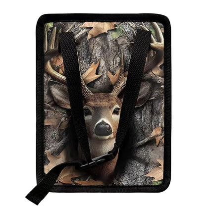Hunting Deer Forest Camo Print Car Trash Can with Lid and Zipper Portable Foldable Garbage Can Hanging for Headrest Leakproof Organizer and Storage Bag Car Accessories
