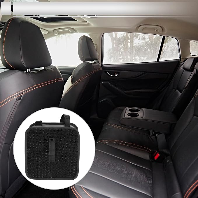 1 Pcs Universal Car Trash Can Hanging 9.1" Length 5.5" Width 9.1" Height Trash Bin Black Fabric Rhinestone
