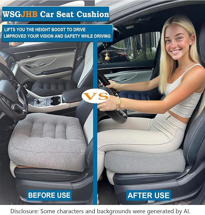 WSGJHB Large Seat Cushion, Extra Thick Booster Seat Cushions for Office Chairs Long Sitting Office Workers, Car Drivers, Relieves Back Pain, Breathable, Anti-Slip, 20x20x6 inchs, Gray