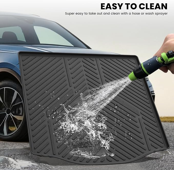 LASFIT Cargo Mat for 2012–2018 Ford Focus Sedan (Gas Models Only, No Subwoofer) Custom Fit All Weather Trunk Liner, Waterproof Heavy Duty Rear Trunk Protector for Cargo Area