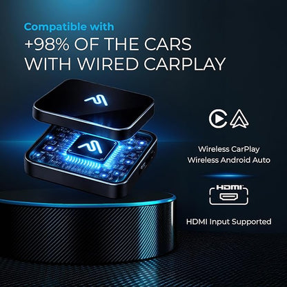 AutoSky CarPlay TV Adapter + HDMI Cable Combo – Stream Apps, Movies, Music & GPS Navigation on Car Infotainment System – Wireless & Easy Plug & Play Setup