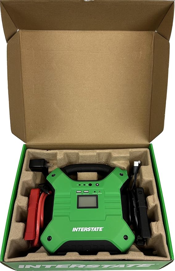 Interstate Batteries 24V, 12V Jump Starter and Charger 1200A, 600A (35,000mAH, 35Ah) Portable LED LiFePo4 Jumpstart Battery Power Pack for Automotives, USB Electronics (JMP3500)