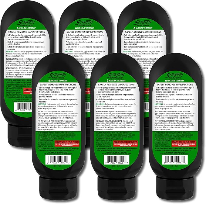 Turtle Wax Scratch Repair and Renew, Car Scratch Remover, Tackles Swirl Marks, Paint Transfer, Headlight Oxidation, Water Spot Remover for Cars, Safe for All Paint Colors, 7oz (Pack of 6)