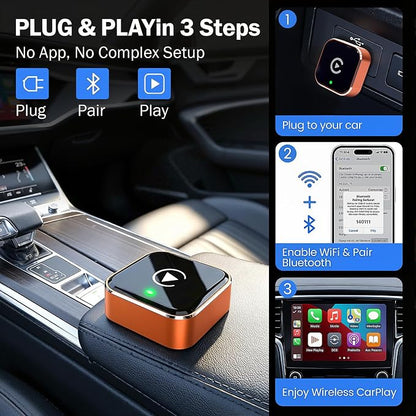 Wireless CarPlay Adapter for iPhone & Android Auto Adapter, Convert Wired to Wireless CarPlay Dongle,Dual-Band 5.8G WiFi+Bluetooth 5.4, Plug&Play, Compatible iOS10+ & Android11+ (1)