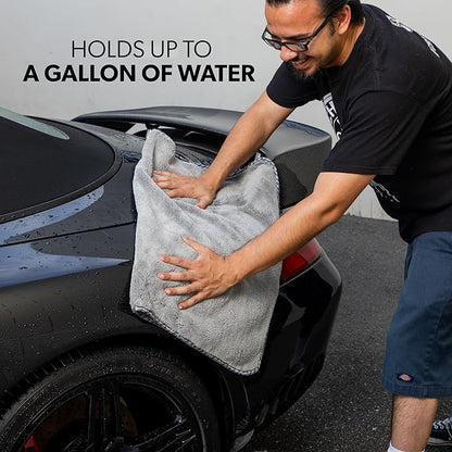 Chemical Guys Woolly Mammoth Large Microfiber Drying Towel - 36 x 25 Inch Gray, Ultra Plush Super Absorbent Car Drying Towel for Cars, Trucks, SUVs, Motorcycles, RVs, and Auto Detailing