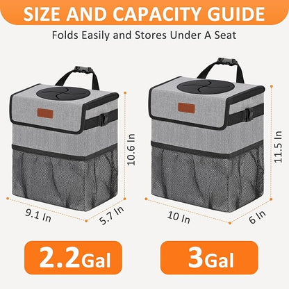 Vankor Car Trash Can Trash Bag Bin Hanging Waterproof Automotive Car Garbage Cans Leak Proof Vehicle Trash Can Grey