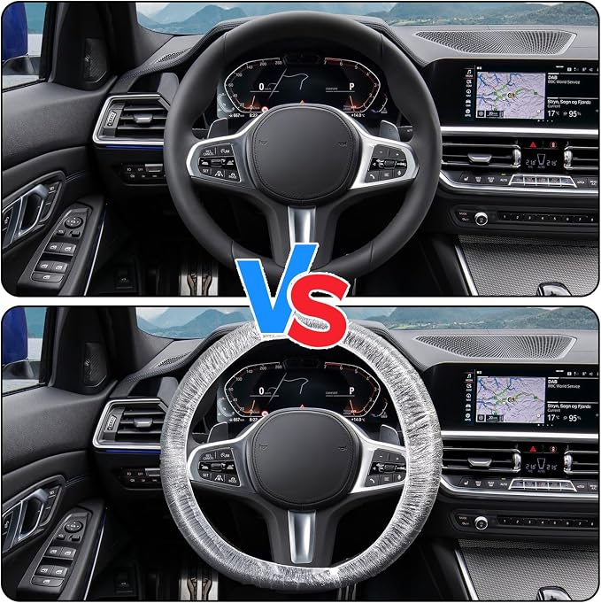 200PCS Disposable Steering Wheel Covers,Disposable Steering Wheel Protector with Elastic, Applicable to Cars, Trucks, Vans (200)
