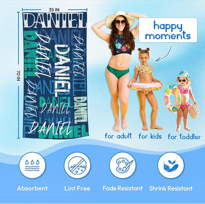 JML Personalized Beach Towel with Name, Custom Beach Towel with Name, Customized Microfiber Pool Towel, Quick Dry & Absorbent Swim Towel for Adult,Anniversary, Birthday, Summer Holiday,Vacation