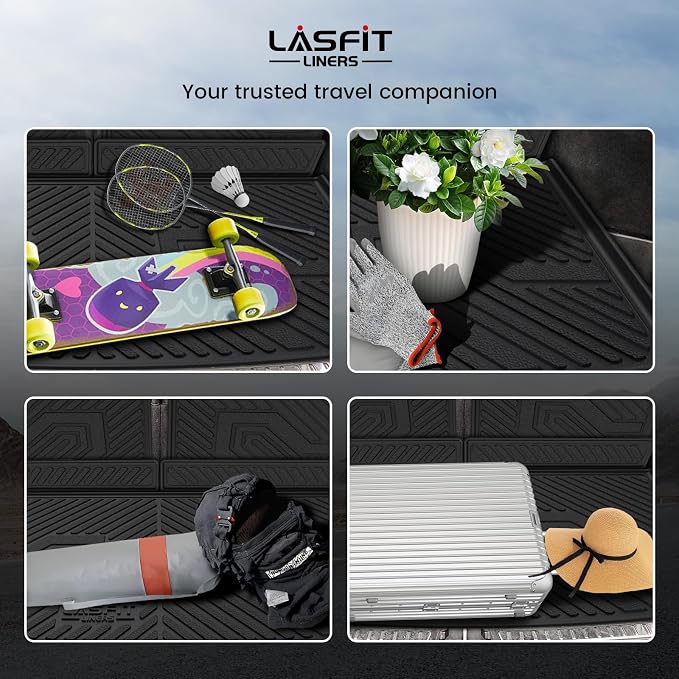 LASFIT Trunk Mat & Backrest Mat for Volvo XC90 2026-2016, All Weather TPE Custom Fit Cargo Liner for Volvo XC90 Cargo Mat, Black, Easy to Clean