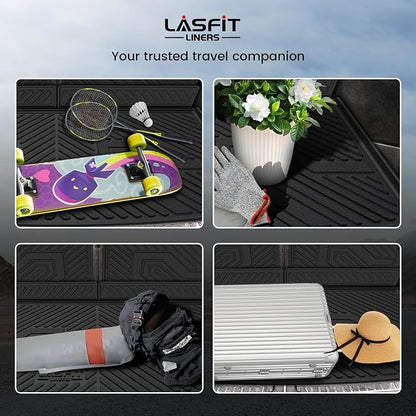 LASFIT Trunk Mat & Backrest Mat for Volvo XC90 2026-2016, All Weather TPE Custom Fit Cargo Liner for Volvo XC90 Cargo Mat, Black, Easy to Clean
