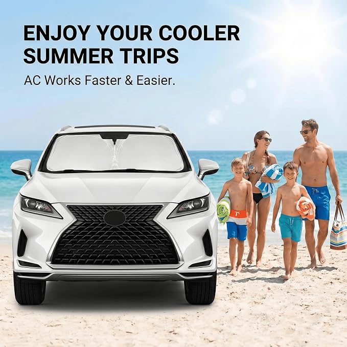 Custom Fit Windshield Sun Shade for Lexus RX 2023-2026, Double Layer 280T for RX 350, RX 350 F Sport, RX 350L Front Window Visor, Foldable UV Ray Blocker, Summer Car Accessories Must-Have