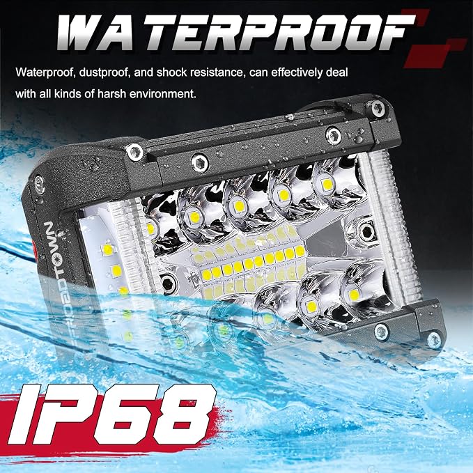 OFFROADTOWN 2Pcs 4 Inch LED Pods Ditch Lights Spot Flood Combo LED Bar Fog Cube Side Shooter Work Offroad Driving Lights for Truck ATV UTV SUV Boat