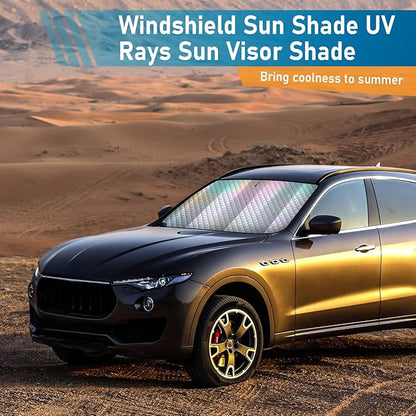 Car Windshield Sun Shade, Folding Car Shades for Front Windows UV Rays Sun Visor Shade, Keeps Your Vehicle Cool