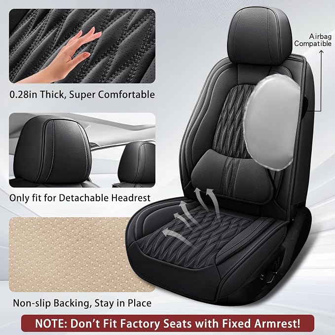 WELLDO Car Seat Covers, Black, w02 | Waterproof, Scratch-Resistant, Breathable & Easy to Clean, Universal Fit for SUV Sedan Truck, Full Set
