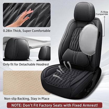 WELLDO Car Seat Covers, Black, w02 | Waterproof, Scratch-Resistant, Breathable & Easy to Clean, Universal Fit for SUV Sedan Truck, Full Set
