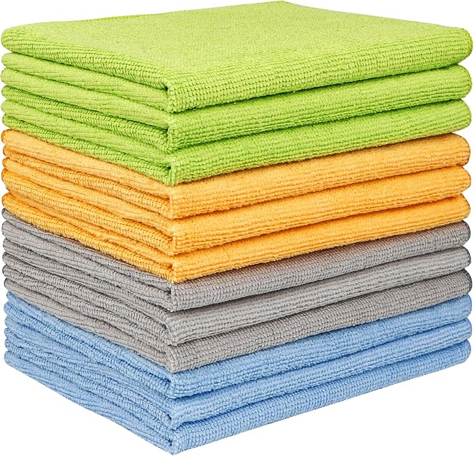 AIDEA Microfiber Cleaning Cloth 12 Pack, Microfiber Towels for Cars, Soft & Absorbent Cleaning Rags, Premium Lint Free Shop Towels for House, Kitchen, Car, 12inx16in