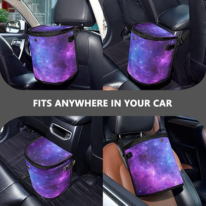senya Car Trash Can, Garbage Can, Waste Basket - Leak-Proof, 11" x 9" x 7", Purple, Fabric, 693 Cubic Inches