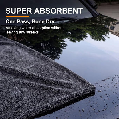 Twisted Loop Microfiber Car Drying Towel, Extra Large 36x24 Inch 1300 GSM Super Absorbent Scratch Free Lint Free Streak Free Washable Professional Auto Detailing Towel for Car SUV Truck Motorcycle