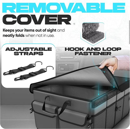 FORTEM Trunk Organizer For SUV Car Trunk Organizer, Foldable Storage, Car Accessories for Women Men, Collapsible Bag, 600D Oxford, Non Slip Bottom, Straps, Soft Cover (50L)