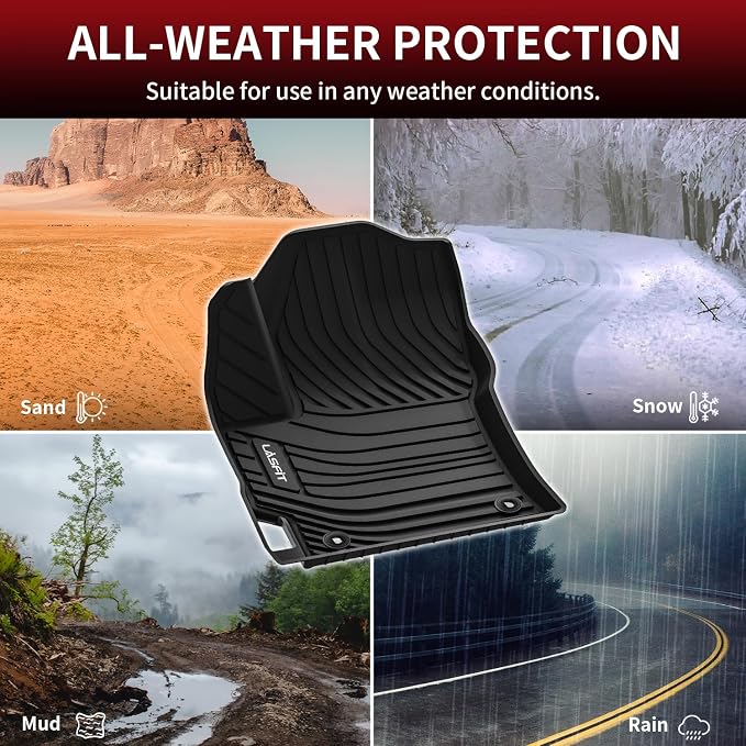 LASFIT 3D Precision-Trimmed Floor Mats for 2026-2020 Toyota Corolla Sedan, Custom Fit TPE All Weather Floor Liners, Full Coverage Car Floor Liners, 1st & 2nd Rows, Black