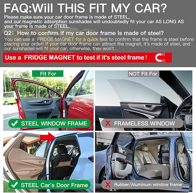 Ovege Car Window Shade 2pcs -Car Side Window Sun Shade Baby UV Protection Privacy Suction Magnetic (Back Seat 2pcs), Semi-Transparent